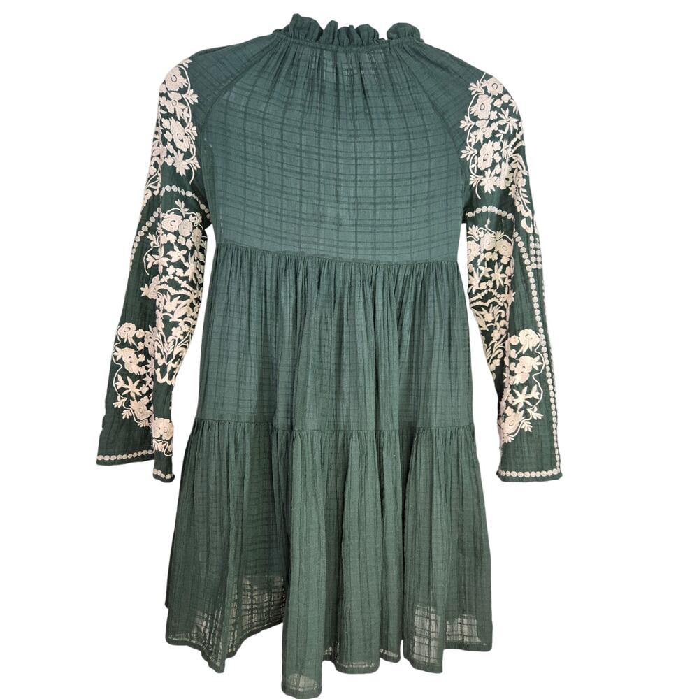 Free People Emerald City Tiered Embroidered Dress in Green Size Small - Picture 3 of 16